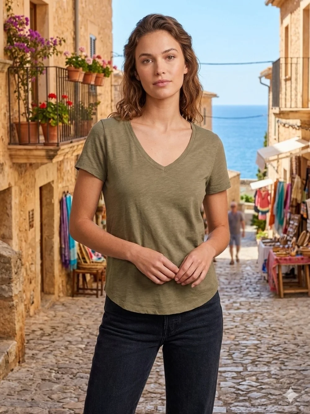 LAmade Everyday V-Neck Short-Sleeve Tee - Olive Green - Picture 9 of 9